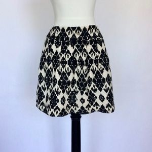 Loft ikat print black and cream miniskirt